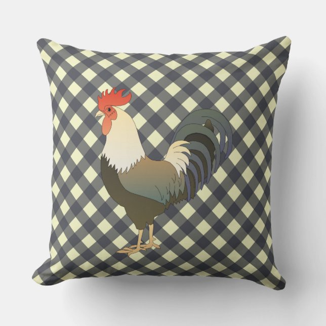 GINGHAM ROOSTER KISSEN (Vorderseite)