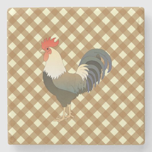 GINGHAM ROOSTER STEINUNTERSETZER (Vorderseite)