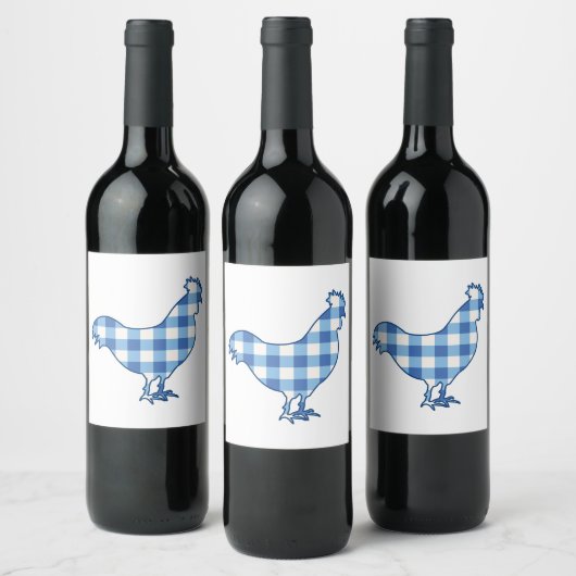 Gingham Rooster Weinetikett (Flaschen)