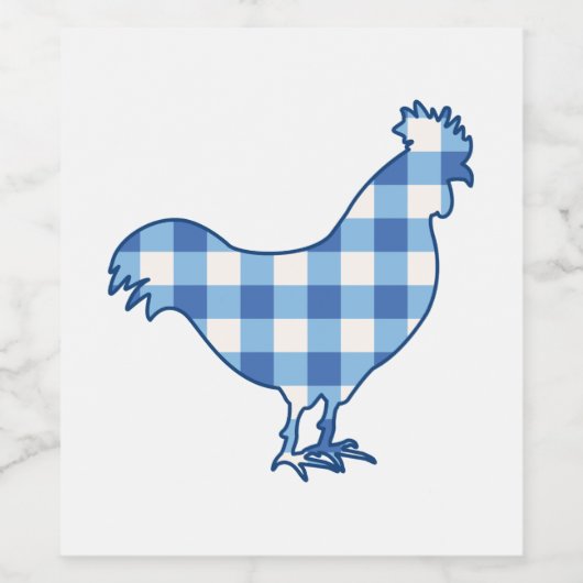 Gingham Rooster Weinetikett (Einzelnes Label)