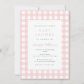 Gingham Rosa Baby Shower Einladung (Vorderseite)