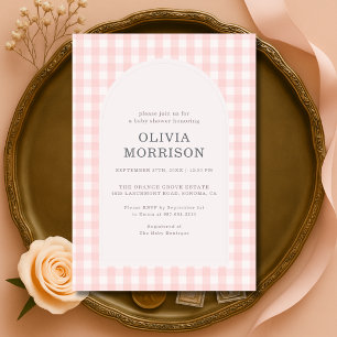 Gingham Rosa Baby Shower Einladung