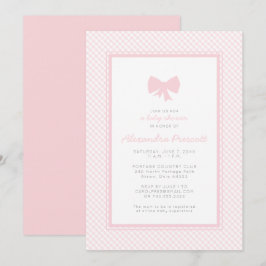 Gingham Rosa Bug Babydusche Einladung