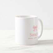 Gingham Rosa Namenszug Positiver Spruch Kaffeetasse (VorderseiteRechts)