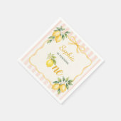 Gingham Rosa Zitronen Thema 1. Geburtstag Serviette (Ecke)