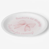 Gingham-Rosette Danke fürs Kommen Pappteller (Schrägansicht)