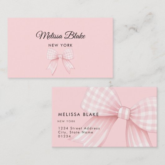 Gingham-Rosette-Design Visitenkarte (Vorne/Hinten)