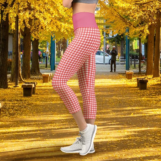 Gingham Rot Capri Leggings