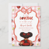 Gingham Rot Ladybug Baby Shower Einladung (Vorderseite)