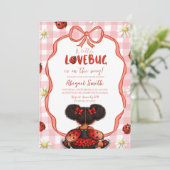 Gingham Rot Ladybug Baby Shower Einladung (Stehend Vorderseite)