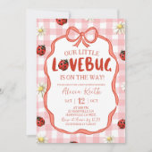 Gingham Rot Lovebug Babyparty Einladung (Vorderseite)