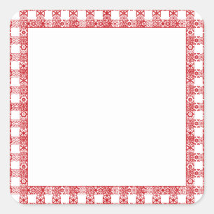 Gingham rot weiß blanke Spitze Gitter vintage kari Quadratischer Aufkleber