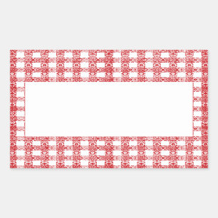 Gingham rot weiß blanke Spitze Gitter vintage kari Rechteckiger Aufkleber