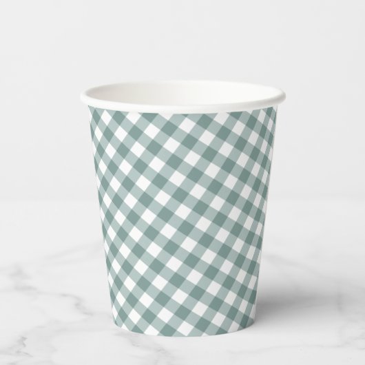 Gingham - Rustikale Herbstdusche | Papier C Pappbecher (Rückseite)