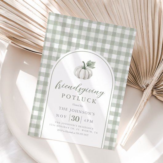 Gingham Sage Friendsgiving Potluck Einladung
