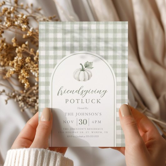 Gingham Sage Friendsgiving Potluck Einladung