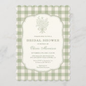 Gingham Sage Green Bridal Shower Einladung (Vorderseite)