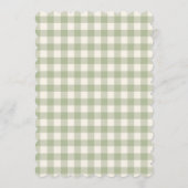 Gingham Sage Green Bridal Shower Einladung (Rückseite)