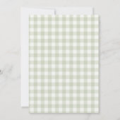 Gingham Sage Green Gender Neutral Baby Shower Einladung (Rückseite)