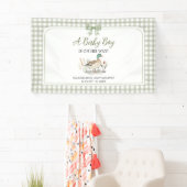 Gingham Sage Green Mallard Duck Baby Duck Banner (Insitu)