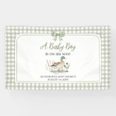 Gingham Sage Green Mallard Duck Baby Duck Banner (Horizontal)