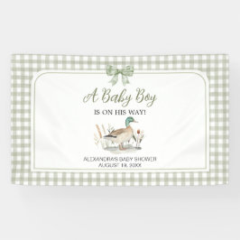 Gingham Sage Green Mallard Duck Baby Duck Banner