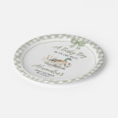 Gingham Sage Green Mallard Duck Baby Duck Pappteller (Schrägansicht)