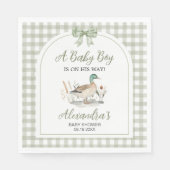 Gingham Sage Green Mallard Duck Baby Duck Serviette (Vorderseite)