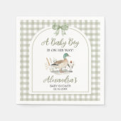 Gingham Sage Green Mallard Duck Baby Duck Serviette (Vorderseite)