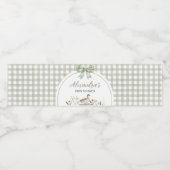 Gingham Sage Green Mallard Duck Baby Duck Wasserflaschenetikett (Einzelnes Label)