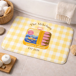 Gingham-Sardinen benutzerdefinierter Familienname Badematte