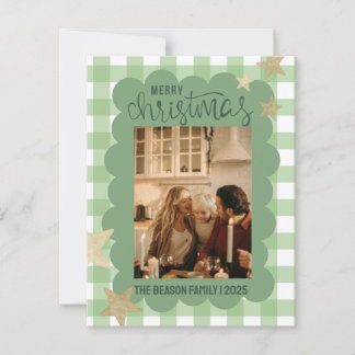 Gingham Scallop Grün Foto Weihnachten