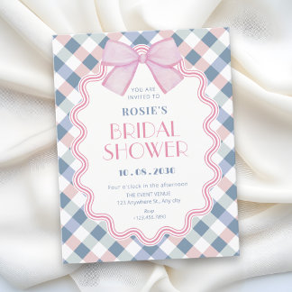 Gingham-Schleife-Junggesellinnenabschied Einladung