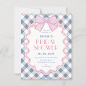 Gingham-Schleife-Junggesellinnenabschied Einladung (Vorderseite)