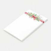 Gingham-Schleife mit Stechpalmenblättern und roten Post-it Klebezettel (angewinkelt)