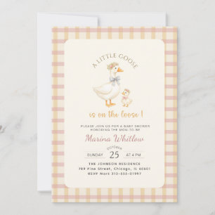 Gingham-Schleifen-Enten-Baby-Shower für kleine Gän Einladung