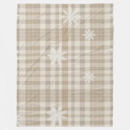 Gingham-Schneeflocken-Decke – Beige & Taupe Fleecedecke
