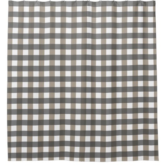 Gingham Schwarz Grau Weiß Duschvorhang (Vorderseite)