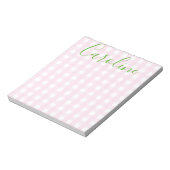 Gingham & Script Personalisiert Notepad Notizblock (Rotiert)