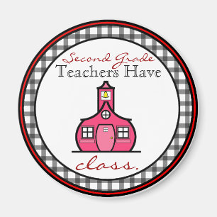 Gingham Second Grade Teacher Magnet