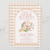 Gingham She’s Fresh Off the Market Bridal Shower Einladung (Vorne/Hinten)