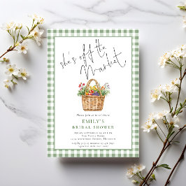 Gingham She's off the Market Script Brautparty Einladung