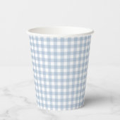 Gingham Simple Bow Dusty Blue Boys Baby Shower Pappbecher (Rückseite)