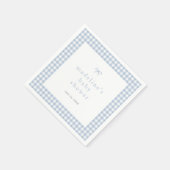 Gingham Simple Bow Dusty Blue Boys Baby Shower Serviette (Ecke)