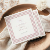 Gingham Simple Bow Dusty Pink Girls Babydusche Serviette