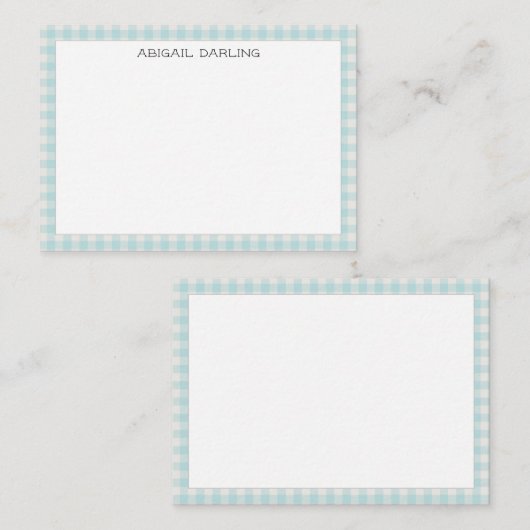 Gingham Simple Modern Thin Border Mitteilungskarte (Vorne/Hinten)