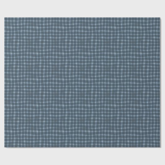 Gingham Smokey Blue Stripes gestrichen Geschenkpapier (Flach)