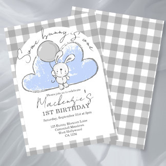 Gingham Some Bunny Is One Birthday Personalized Einladung