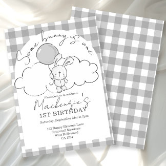Gingham Some Bunny Is One Birthday Personalized Einladung