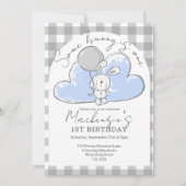 Gingham Some Bunny Is One Birthday Personalized Einladung (Vorderseite)